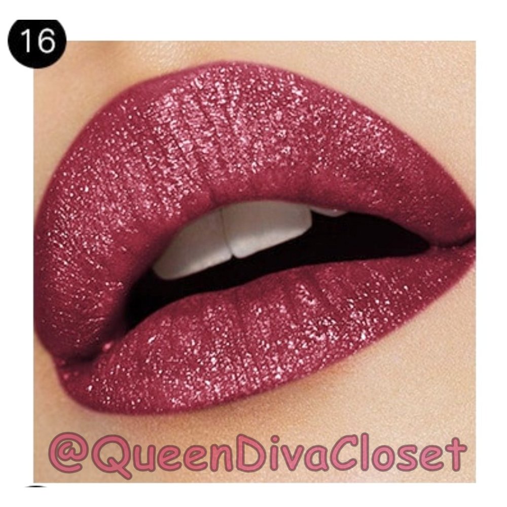 Lux Matte Deep Rust Brick Red #16 Lasting Glitter Gloss Liquid Lipstick Tint - Picture 3 of 5
